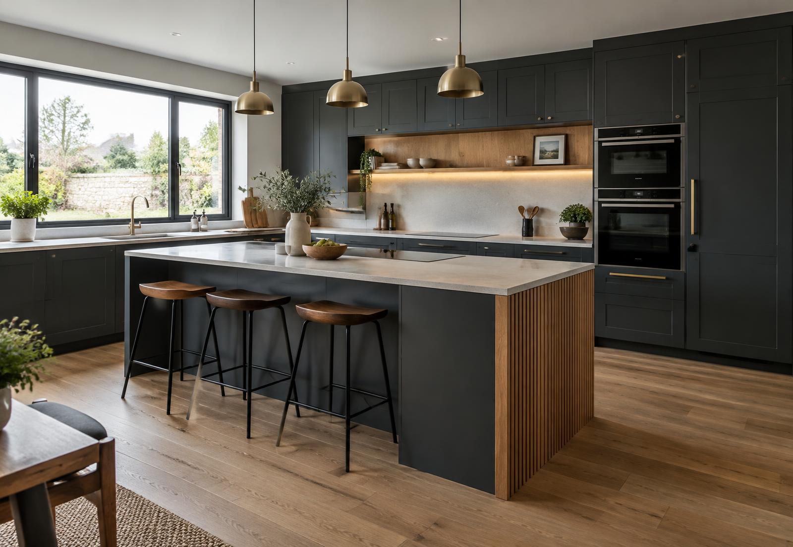 Contemporary charcoal kitchen interior